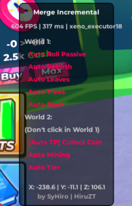 Auto Roll Passive, Auto Mining, Auto Tier