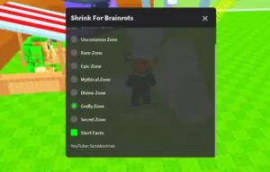 Shrink For Brainrots Script – Start Farm, Uncommon Zone, Rare Zone