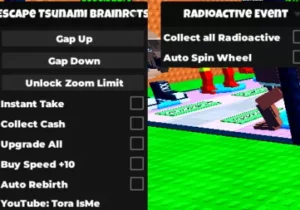 Escape Tsunami Brainrots Script – Collect cash, instant take, unlock zoom limit