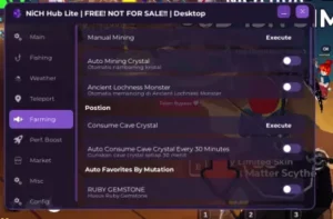 Nich Hub Lite Fish It Script keyless – Auto mining crystals