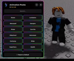 Roblox in game Animation Packs