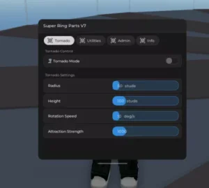 Tornado mode, Attraction strength, Rotation speed