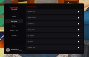 DMON Arsenal Script Keyless – Gun Mods and Aimbot