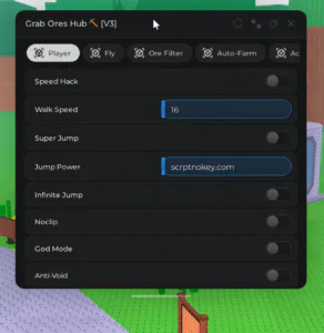 Grab Ores Hub V3 | Auto Farm, Ore Filter, ESP, Teleport