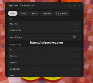 Dig Down for Brainrots Collect Cash Script Keyless