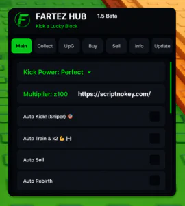 Fartez Hub Kick a Lucky Block Keyless Script