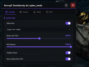 Korrupt Zombies script by cyber_modz – Silent aim ESP