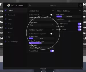 Cali Streets Script (No Key) – Aimbot Main & Hitbox Transparency