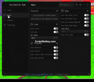 Ouroboros Hub keyless Script For +1 Speed Evolve