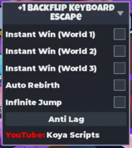 +1 Backflip Keyboard Escape Script – Instant Win, Auto Rebirth, Infinite Jump