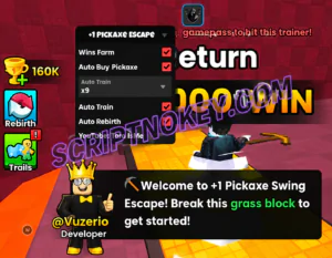+1 Pickaxe Swing Escape Script Tora IsMe [No Key] – Wins Farm