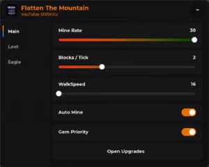 Flatten the Mountain script keyless | Auto chests, Powerups, mine