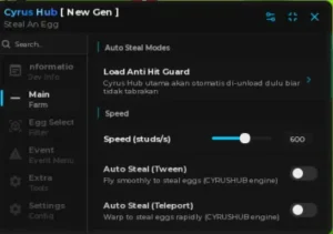Cyrus Hub Steal An Egg script keyless | auto steal tween