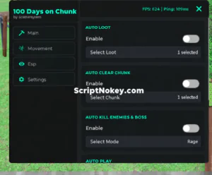 100 Days on Chunk script by Sosikomras | Auto Farm Auto Kill
