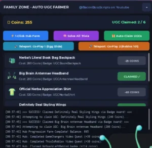 Family Zone Auto UGC Farmer script keyless | Solve All Trivia